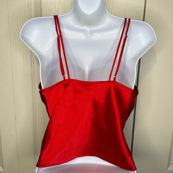 Vintage Frederick's of Hollywood Vibrant Red Satin Camisole Top Size Small - Picture 4 of 13